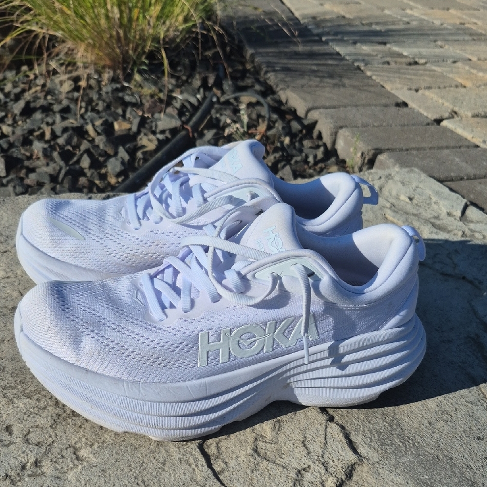 Hoka Bondi 8 All-White Athletic Sneakers Size 8.5B